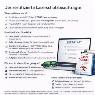 Onlinekurs zum Laserschutzbeauftragten Nach OStrV & TROS - beam.deals
