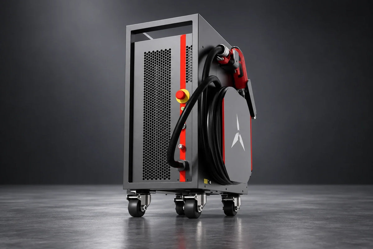 Gestaltetes Produktmotiv des X5-Laserschweißgeräts auf Basis des vorhandenen Shopbildes.