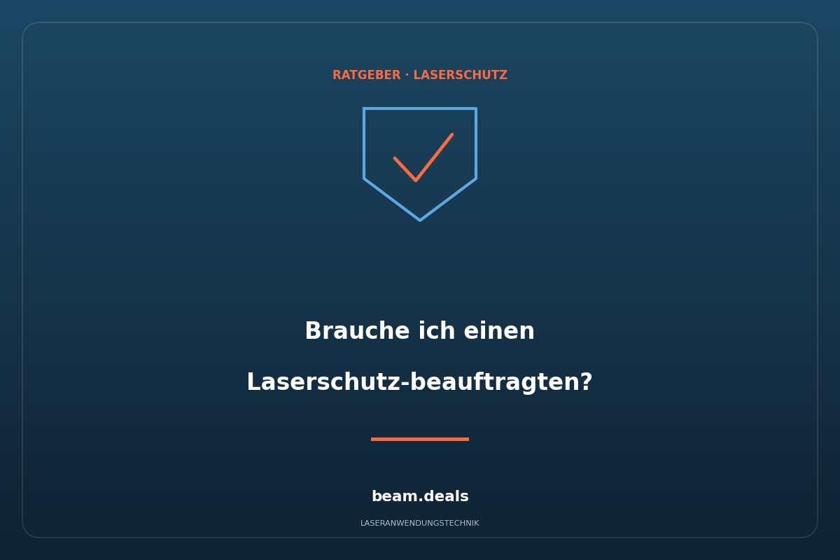 Titelkarte: Brauche ich einen Laserschutzbeauftragten? Ratgeber Laserschutz von beam.deals