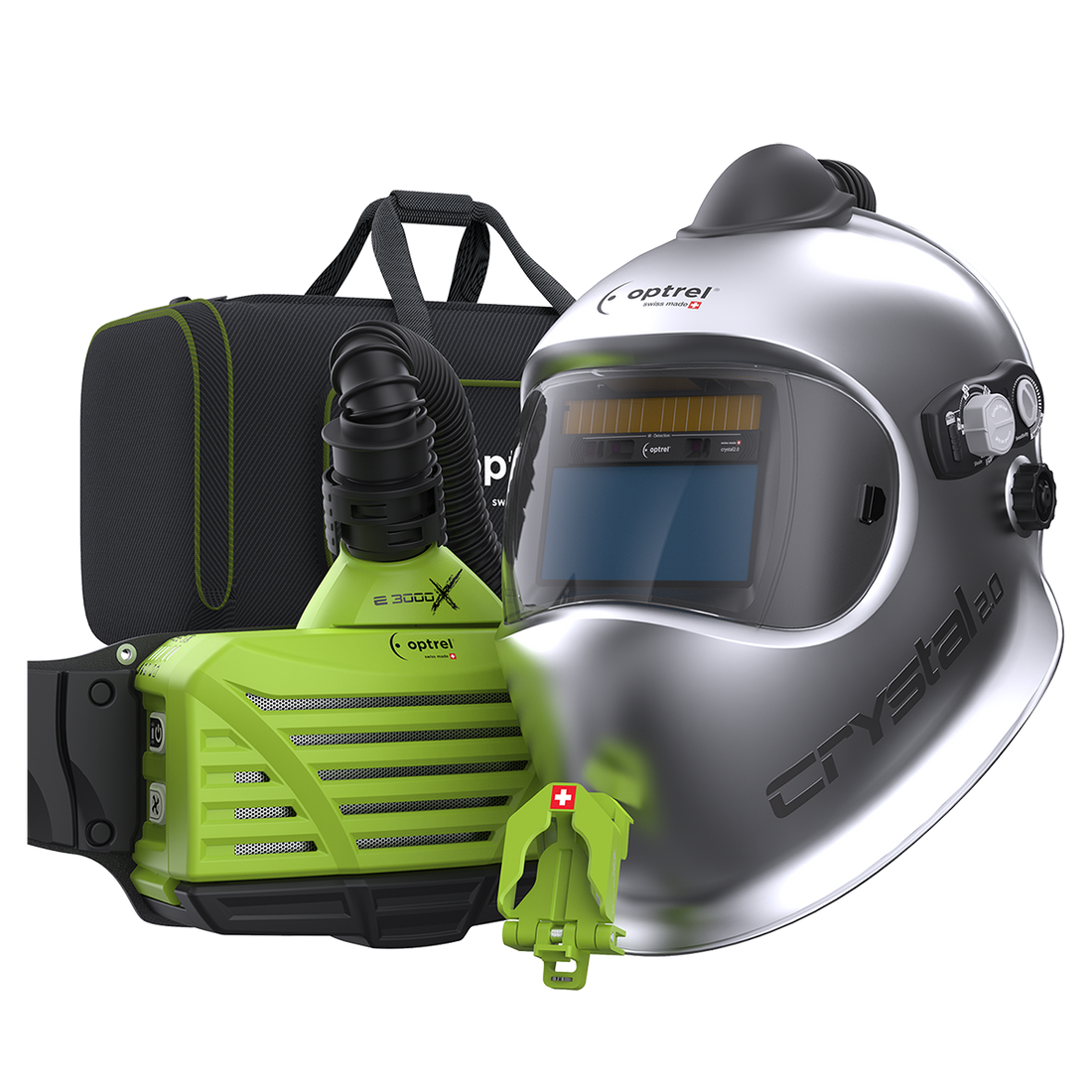 optrel Ready to weld package crystal2.0 silber - Frischluftschweißhelm und e3000X (ATEX)