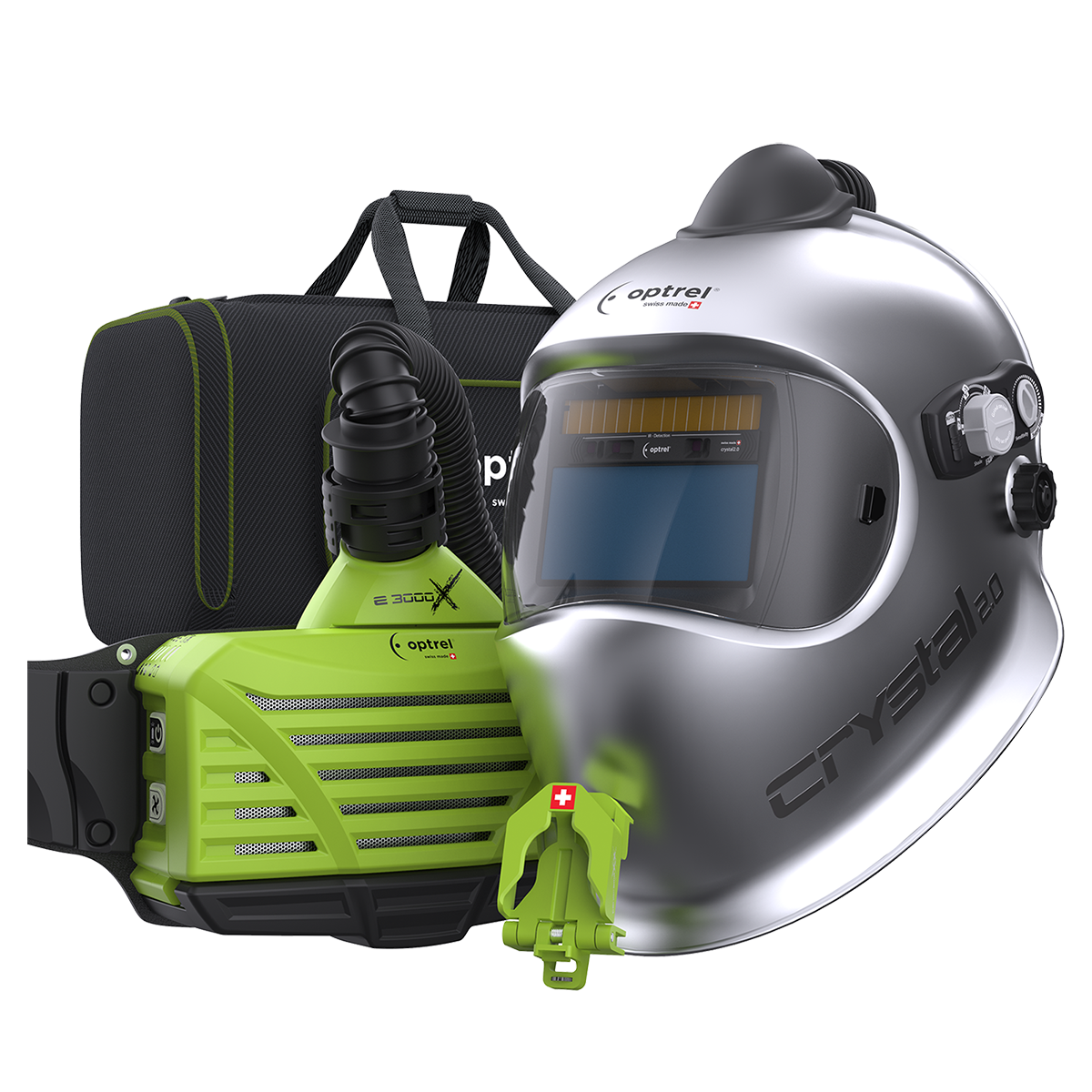 optrel Ready to weld package crystal2.0 silber - Frischluftschweißhelm und e3000X (ATEX)