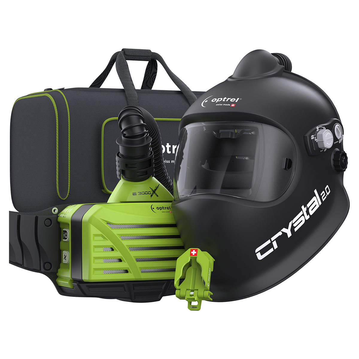 optrel Ready to weld package crystal2.0 schwarz - Frischluftschweißhelm und e3000X (ATEX)