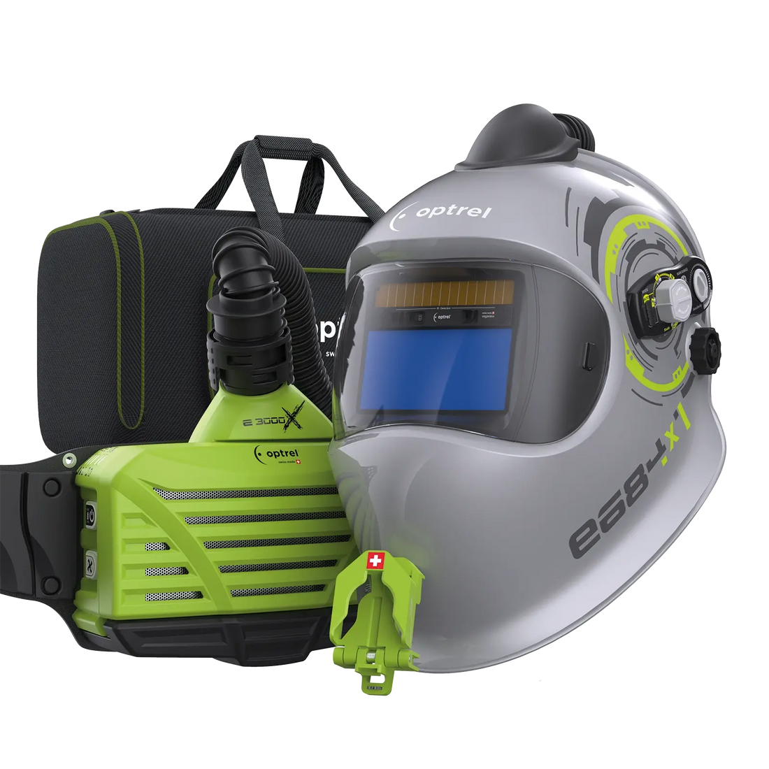 optrel Ready to weld package e684 silber - Frischluftschweißhelm und e3000X (ATEX)