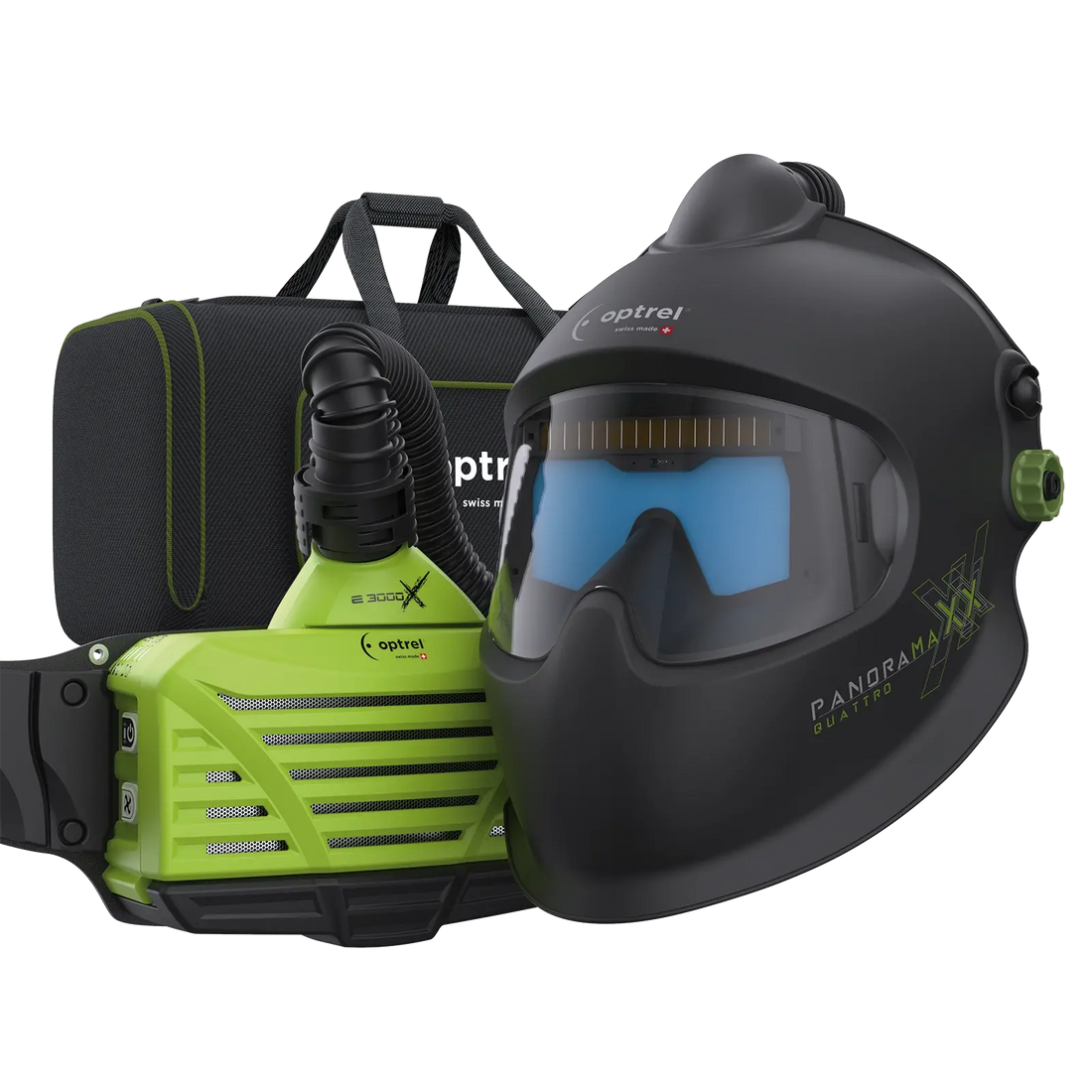 optrel Ready to weld package panoramaxx quattro schwarz - Frischluftschweißhelm und e3000X (ATEX)