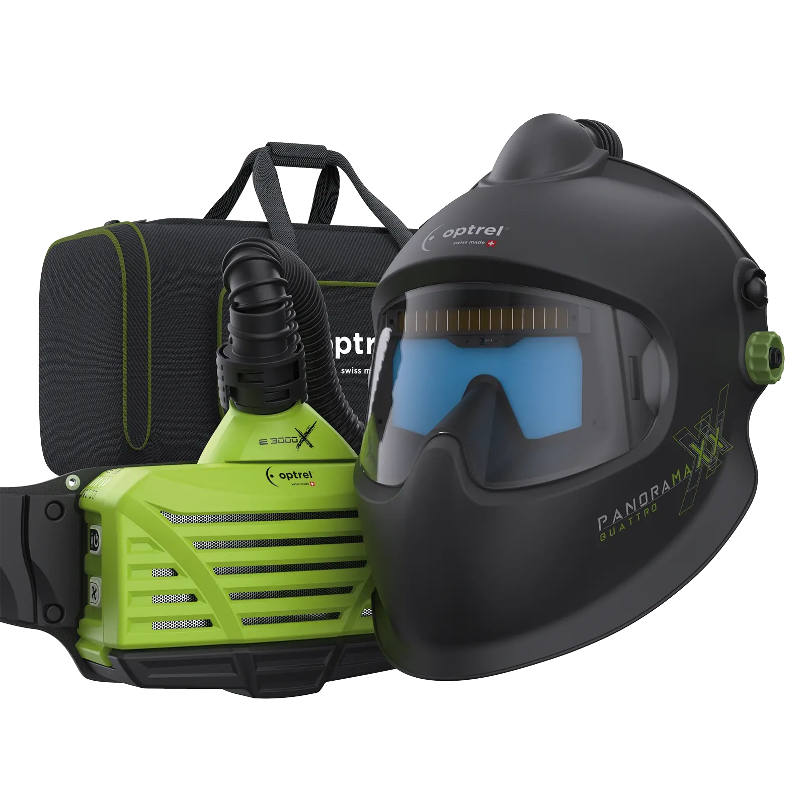 optrel Ready to weld package panoramaxx quattro schwarz - Frischluftschweißhelm und e3000X (ATEX)