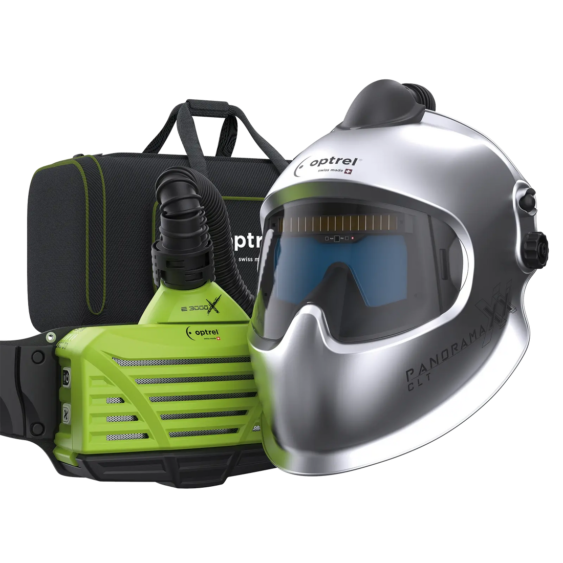 optrel Ready to weld package panoramaxx clt silber - Frischluftschweißhelm und e3000X (ATEX)