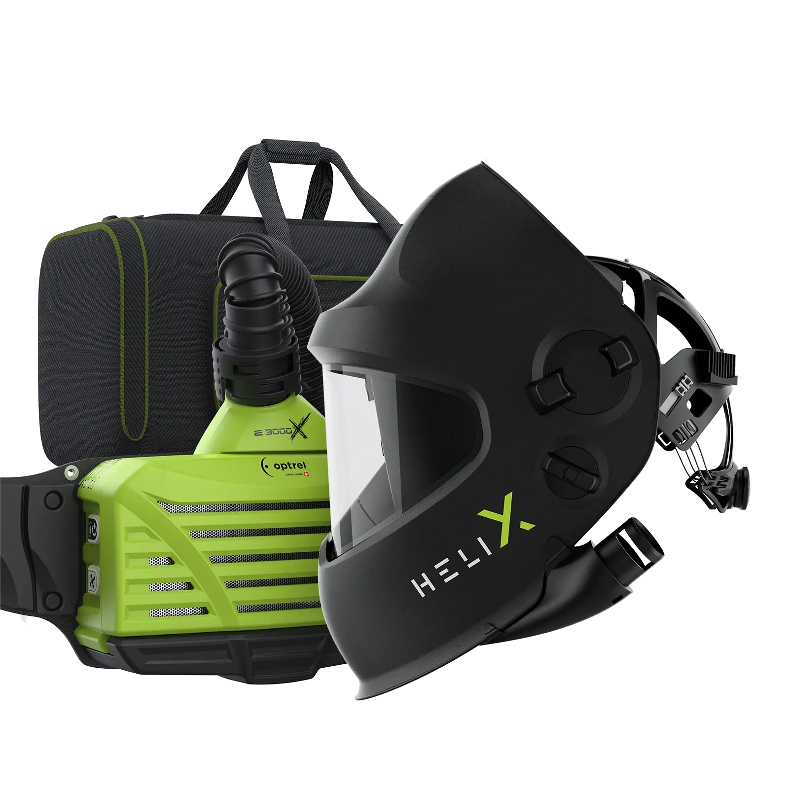 optrel Ready to weld package helix pure air 2.5 schwarz - Frischluft Slide Up Schweiß- /Schleifhelm ohne Industrieschutzhelm und e3000X (ATEX)
