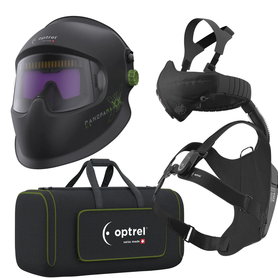 optrel Ready to weld package panoramaxx2.5 schwarz - Schweißhelm und swiss air mit control panel