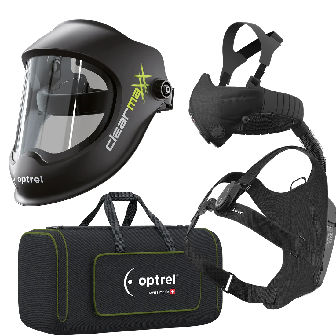 optrel Ready to grind package clearmaxx schwarz - Schleifhelm und swiss air