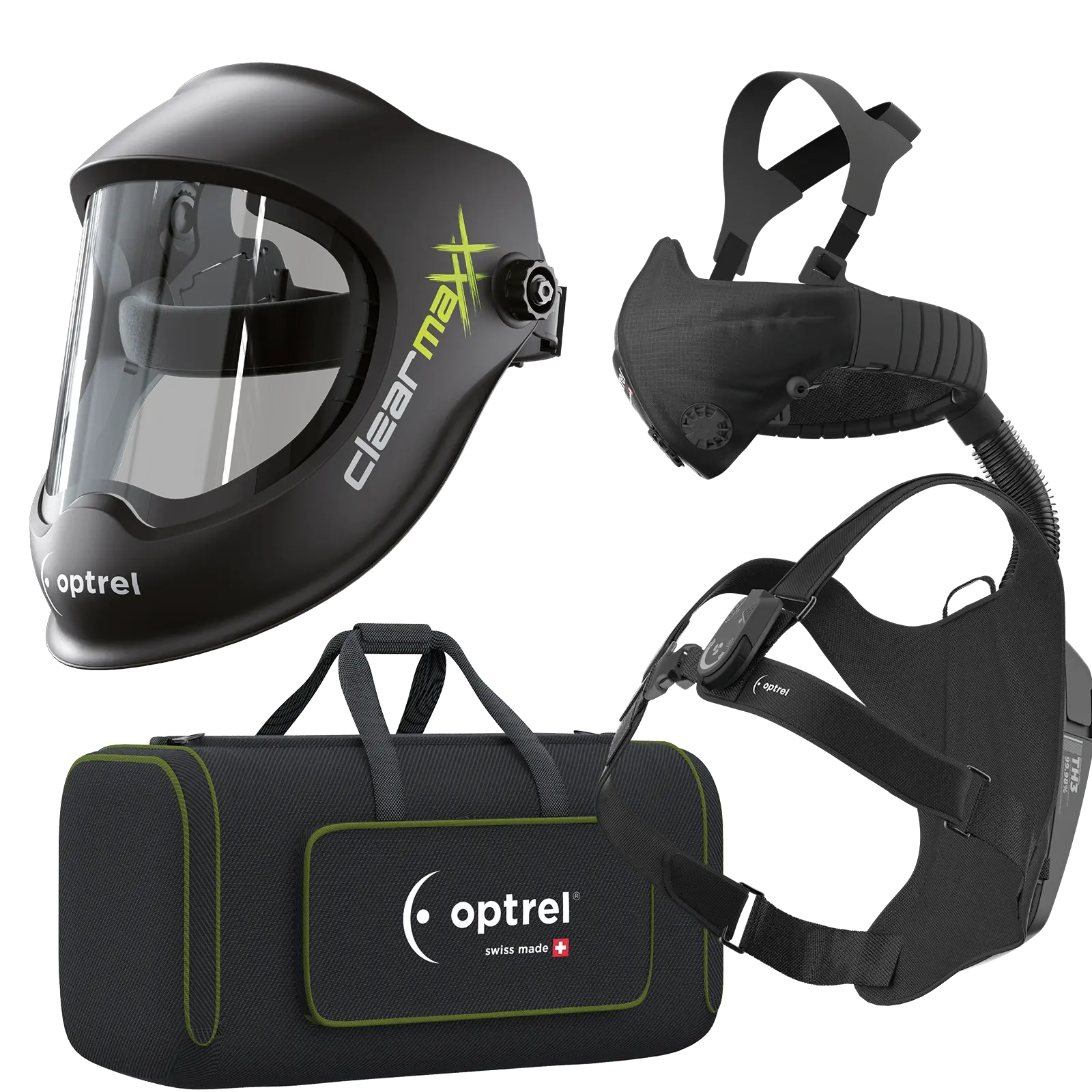 optrel Ready to grind package clearmaxx schwarz - Schleifhelm und swiss air