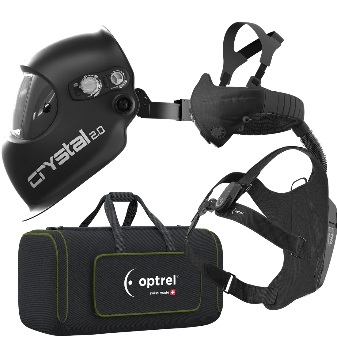 optrel Ready to weld package crystal2.0 schwarz - Schweißhelm und swiss air