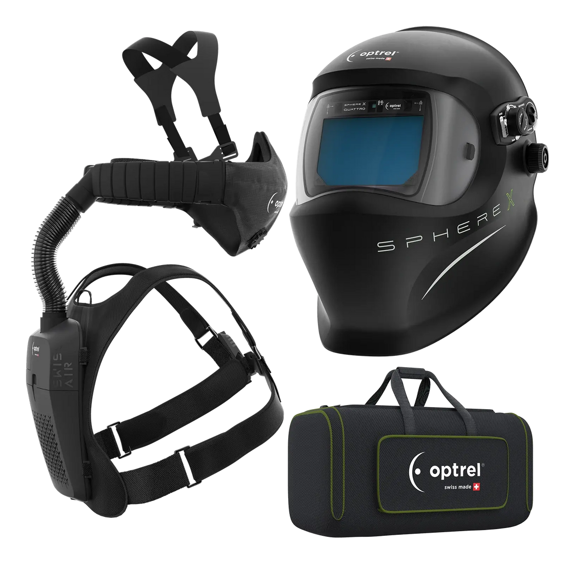 optrel Ready to weld package sphere X quattro schwarz - Schweißhelm und swiss air
