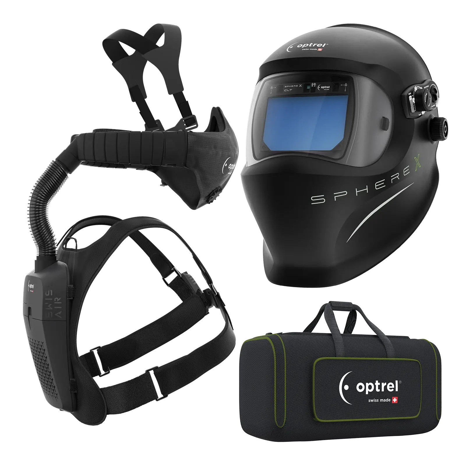 optrel Ready to weld package sphere X clt schwarz - Schweißhelm und swiss air