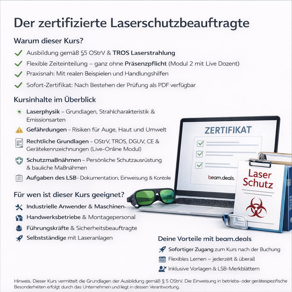 Onlinekurs zum Laserschutzbeauftragten  Nach OStrV & TROS