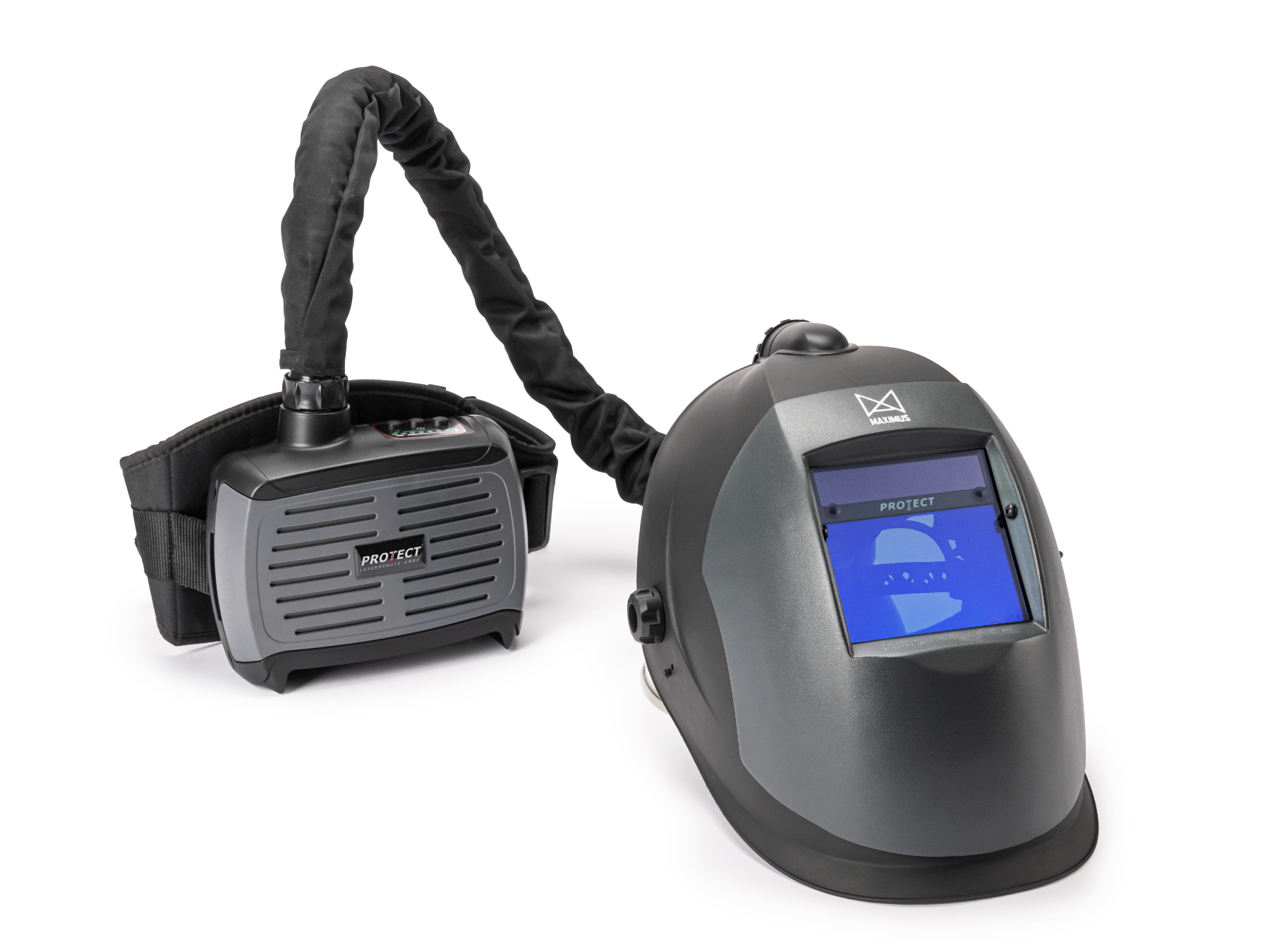 Laser-Schweißhelm MAXIMUS AirMax mit PAPR – EN 207 / ISO 16321